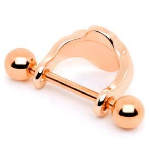 16 Gauge 1/2 Faux Turquoise Rose Gold Tone Flower Cartilage Cuff - Picture 3 of 3